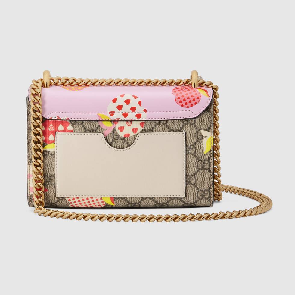 Gucci Padlock Small GG Supreme Canvas Shoulder Bag 409487 Pink